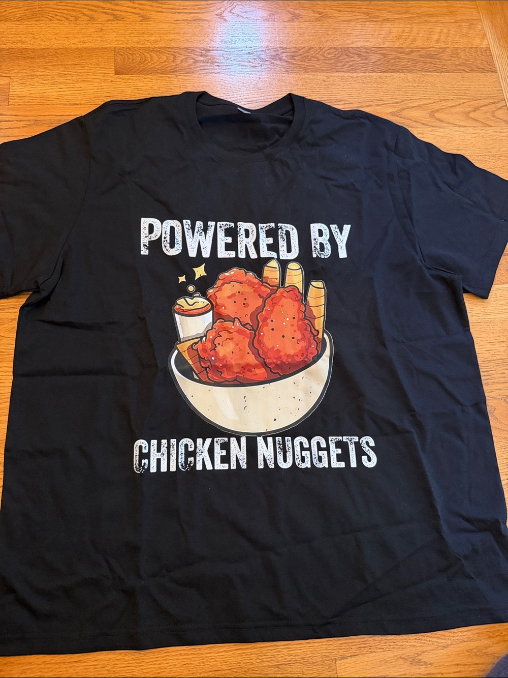 Powered By Chicken Nuggets Black Graphic Tee 2XL